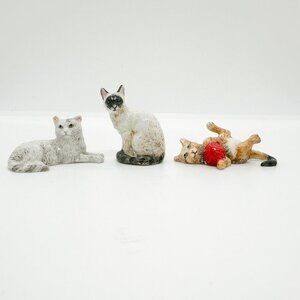 Vtg Porcelain Cat Collection Lot Persian Siamese Tabby Torte Life Like Miniature